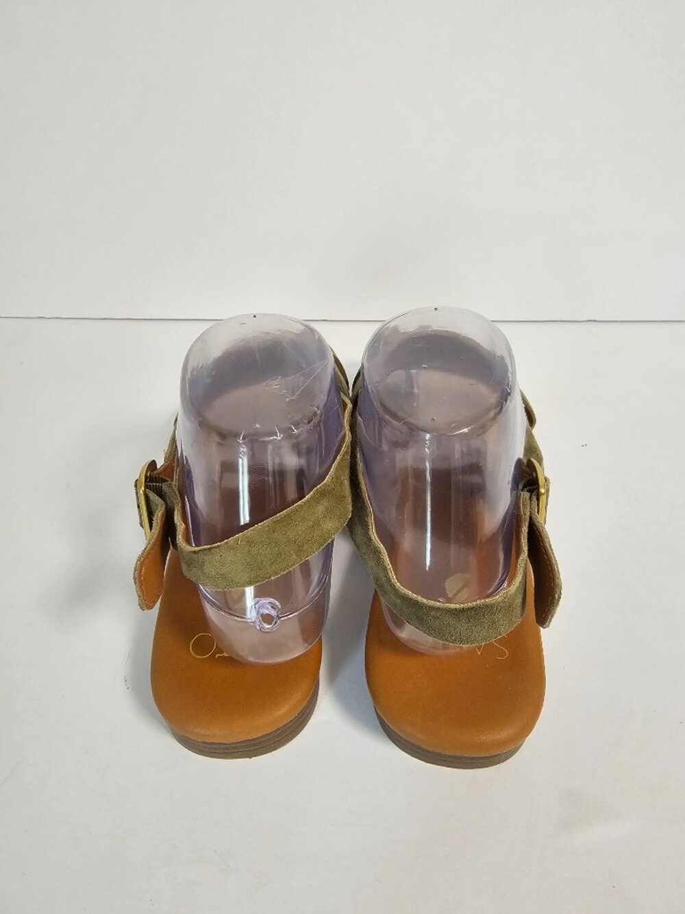 Franco Sarto Sandals Gia Olive Green Suede Boho Buckle Toe Loop 8.5 - Picture 4 of 10